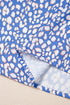 Ashleigh Blue Leopard Print Spot Contrast V Neck Half Puff Sleeve Shirt